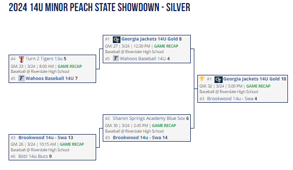 2024 14U Minor Peach State Showdown - Silver Bracket Results